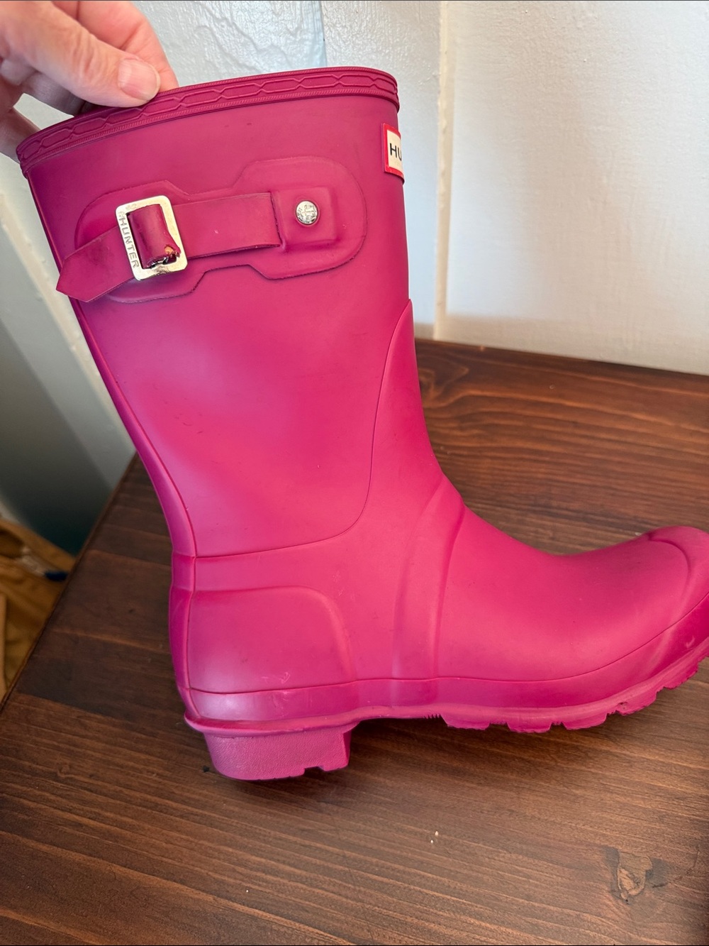 Hunter Original Short Rain Boots Magenta Pink Matte Rubber Wellies Women’s 7 - Picture 6 of 12